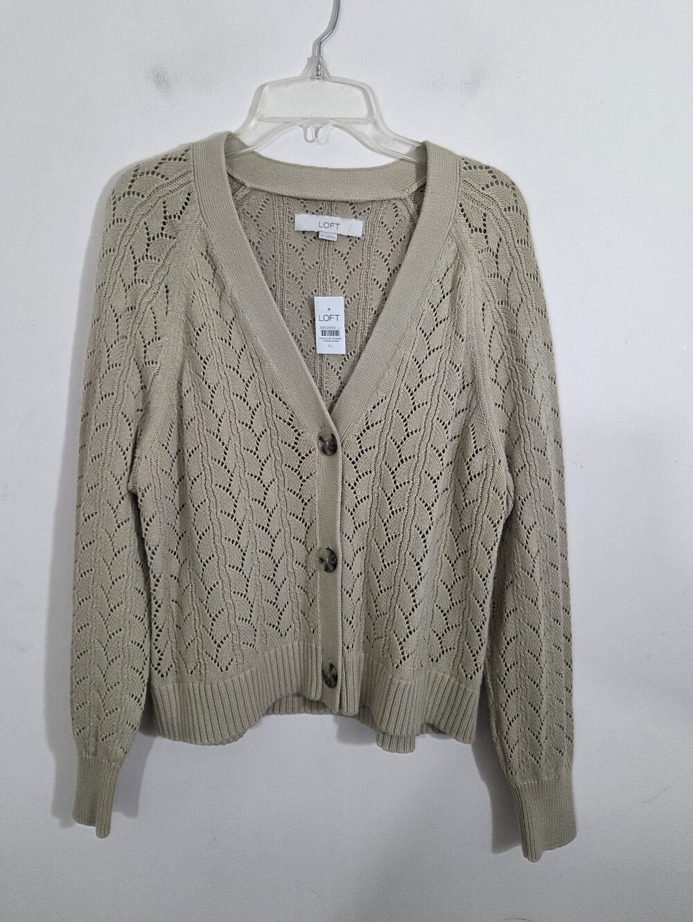 NWT LOFT Cardigan Sweater Lightweight Tan Beige V-neck Boho Size XL - Picture 10 of 10